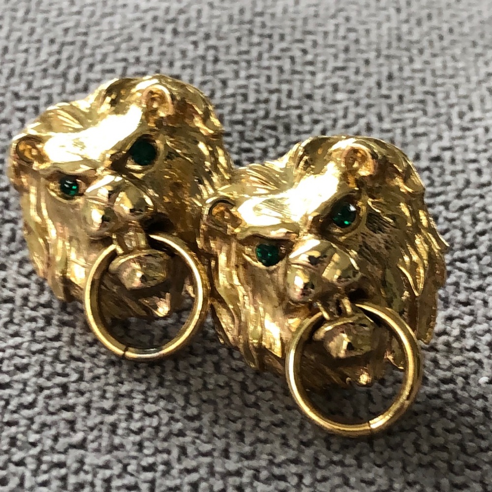 Lion Door Knocker Vintage Clip Earrings (E6)